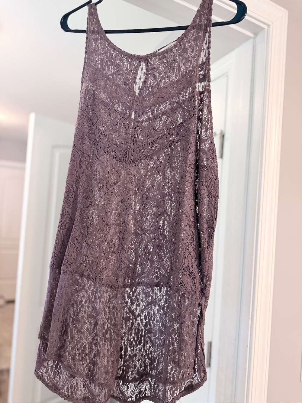 American Eagle Outfitters Mauve Lace Tank Top